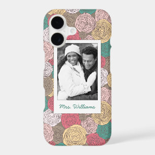 Custom Photo & Name Stylish floral pattern