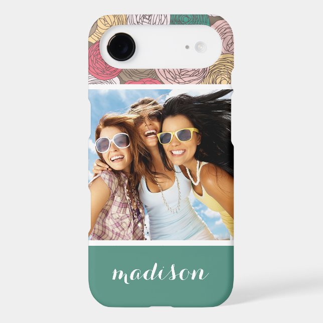 Custom Photo & Name Stylish floral pattern Case-Mate iPhone Case (Back)