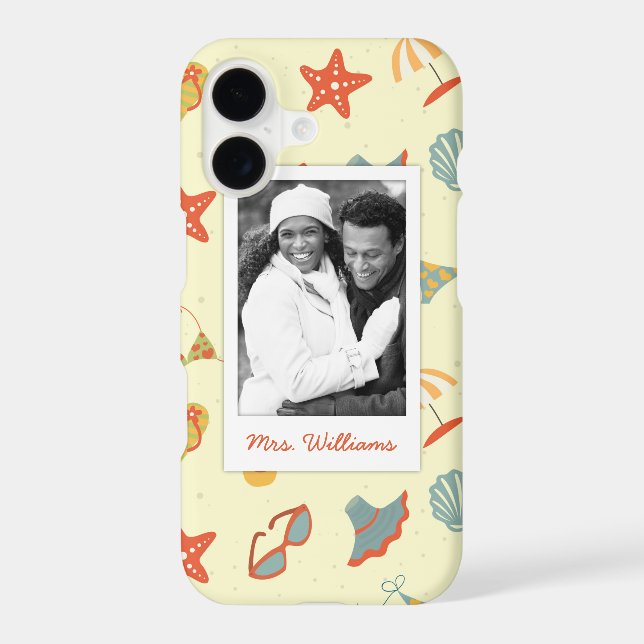 Custom Photo & Name Summer Beach Pattern (Back)