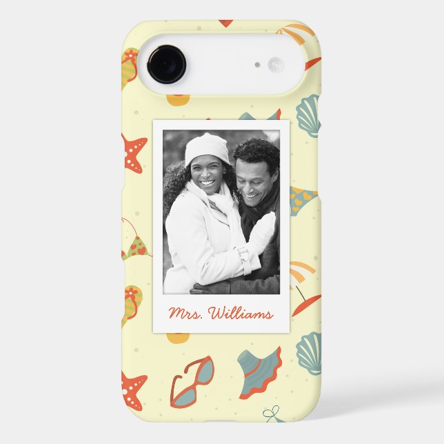 Custom Photo & Name Summer Beach Pattern Case-Mate iPhone Case (Back)