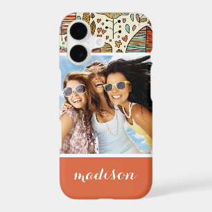 Custom Photo & Name Summer Leaves Pattern