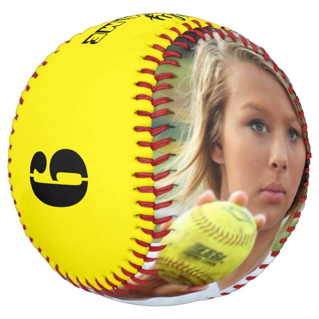 CUSTOM Photo/Name/Team/Position/Number Softball (Angled)