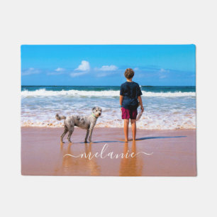 Custom Photo Name Text Doormat Your Pets Design