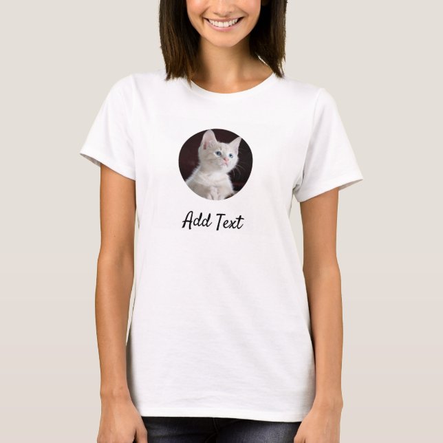 Custom Photo Name Text Personalised Pet Cat  Mum T-Shirt (Front)