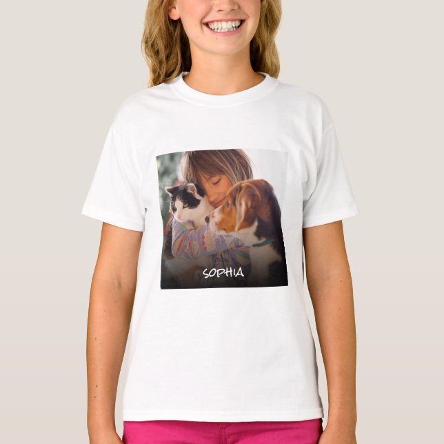 Custom Photo Name Text Personalised T-Shirt (Front)