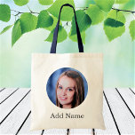 Custom Photo Name Text Personalised Tote Bag<br><div class="desc">Upload a photo, add text, and easily create your personalised tote bag. Click CUSTOMIZE FURTHER to change the text colour. You can TRANSFER this DESIGN on other Zazzle products and adjust it to fit most of the Zazzle items. Standard Studio designs are made in high-resolution vector graphics for a professional...</div>