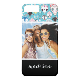 Custom Photo & Name Texture laughing skull iPhone 8 Plus/7 Plus Case