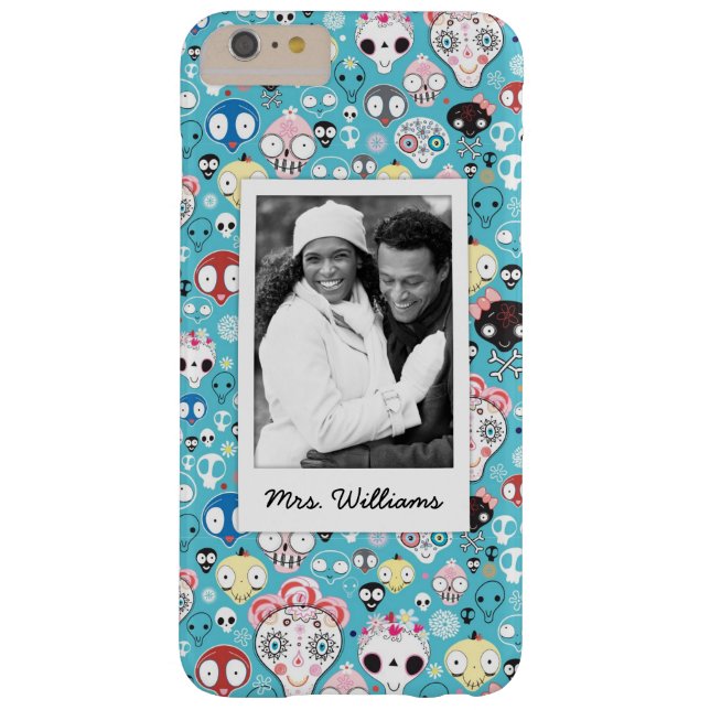 Custom Photo & Name Texture laughing skull Case-Mate iPhone Case (Back)