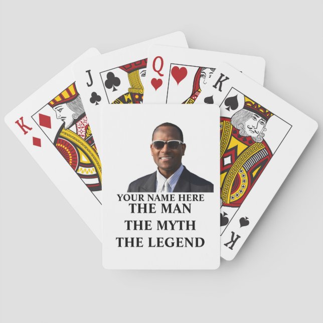 Custom photo name the man the myth the legend playing cards (Back)