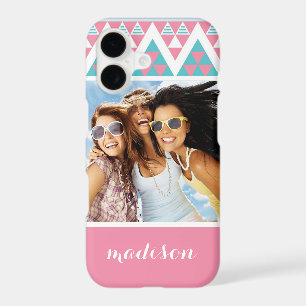 Custom Photo & Name Tribal aztec colourful pattern