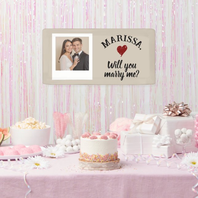 Custom Photo Name Will You Marry Me Proposal  Banner (Party)