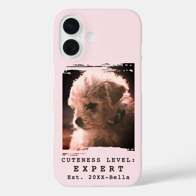 Custom Photo Name Year Funny Cute Dog Phrase Pink Case-Mate iPhone Case (Back)