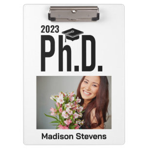 Custom photo, name & year Ph.D. Clipboard