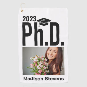 Custom photo, name & year Ph.D. Golf Towel