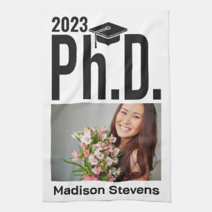 Custom photo, name & year Ph.D. Tea Towel