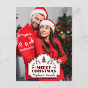 Custom photo & names Christmas postcard