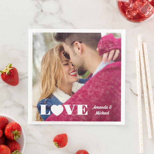 Custom Photo & Names LOVE Napkin (Insitu)