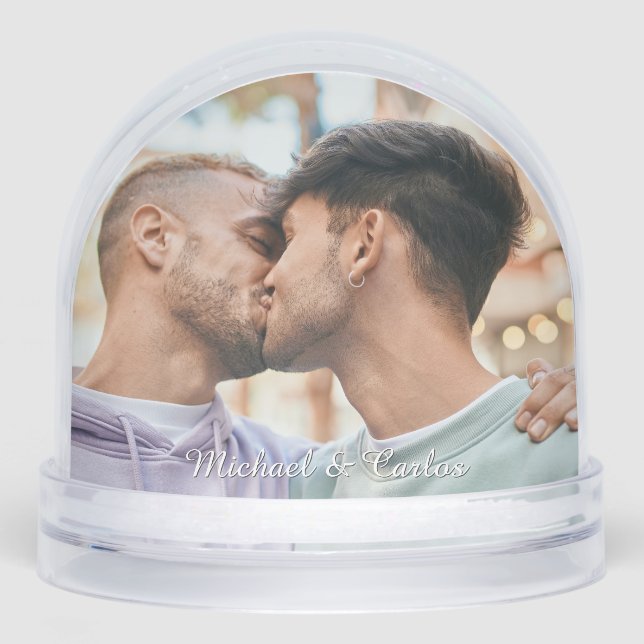 Custom Photo, Names & Text Pride Snowglobe (Front)