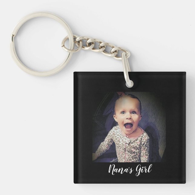 Custom Photo Nana's Girl Key Ring (Front)