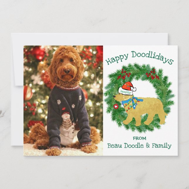 Custom Photo Naughty Christmas Goldendoodle (Front)