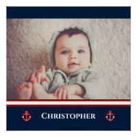 Custom Photo Nautical Marine Navy Blue Red White