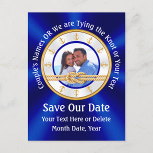 Custom Photo Nautical Tie the Knot Save the Date Postcard