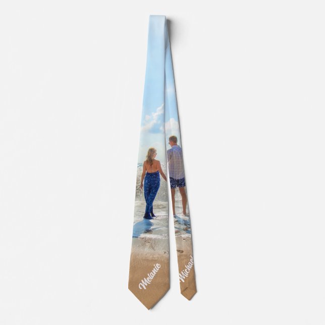 Custom Photo Neck Tie with Your Photos and Name (Front)
