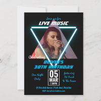 Custom Photo Neon and Black 30th Birthday Party