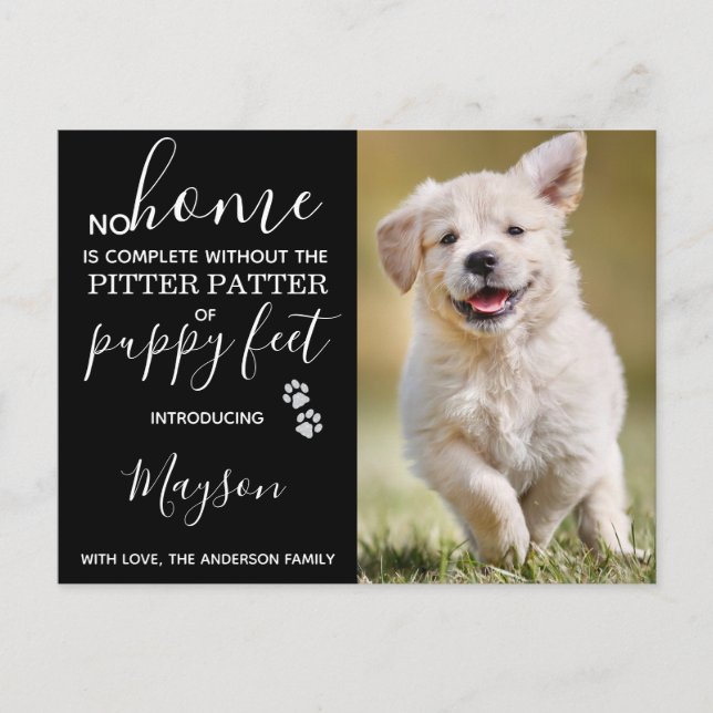 Custom Photo New Pet Puppy Announcement Postcard (Front)