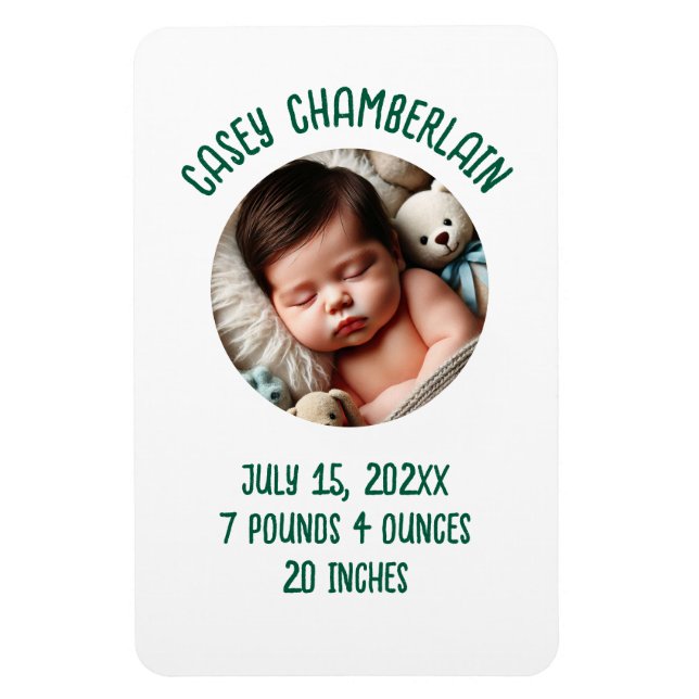 custom photo newborn baby announcement magnet (Vertical)