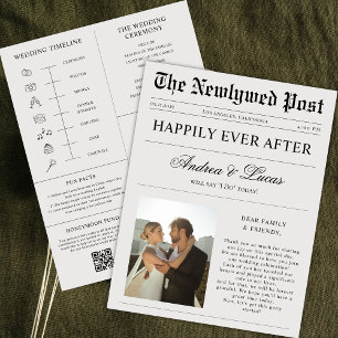 Custom Photo Newspaper & Wedding Program Timeline Flyer