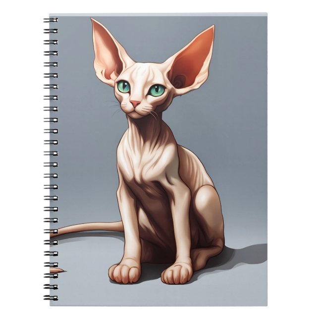 Custom Photo Notebook | Cute Elf Sphynx Cat  (Front)