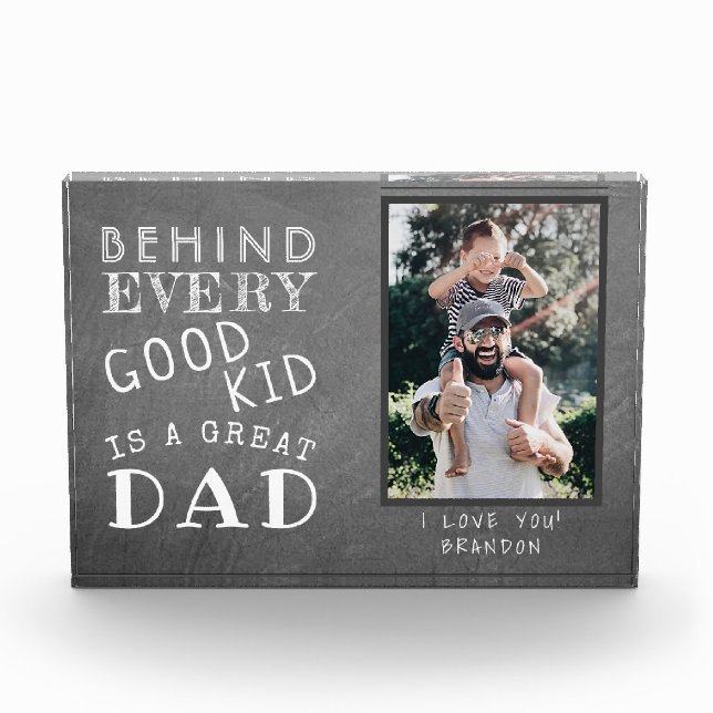 Custom Photo Of Great Dad With Kid Block (Front)