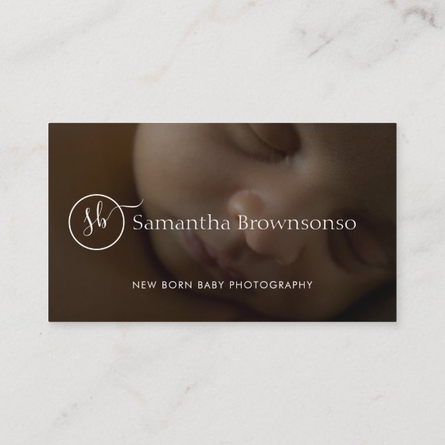 Custom photo of newborn baby paediatrician business card (Back)