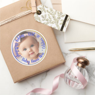 Custom Photo Ombre Gold Silver and Blue Sticker