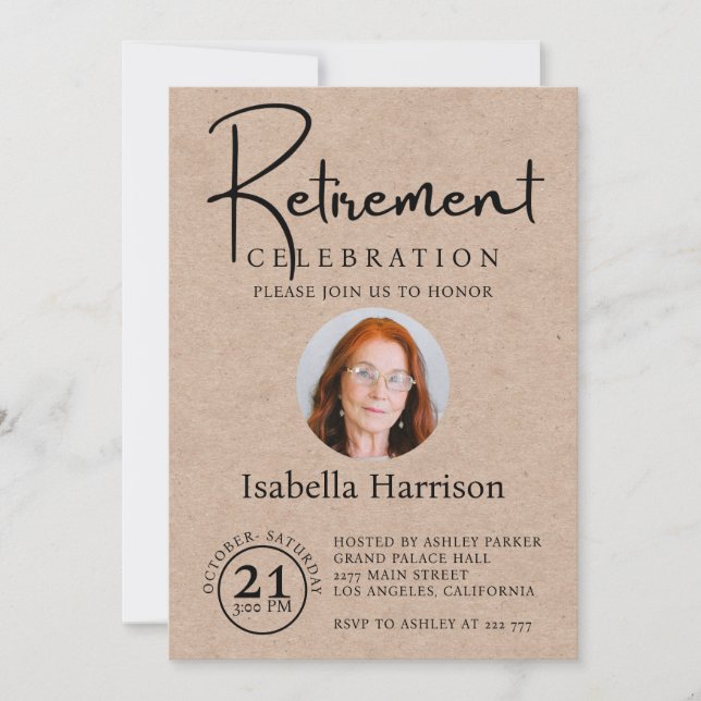 Custom Photo on Paper Background Retirement Invitation (Front)