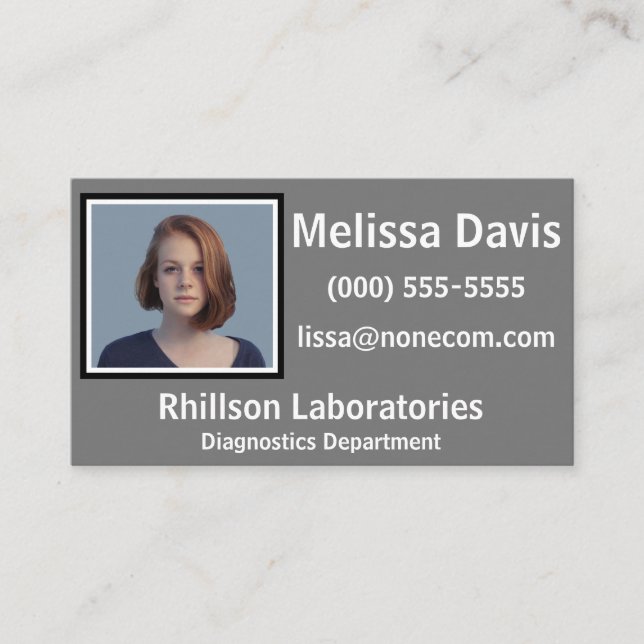 Custom Photo on Steel Grey Business Card (Front)