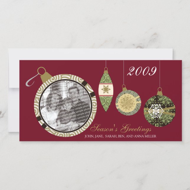 Custom Photo Ornament Holiday Photo Card :: 03 (Front)