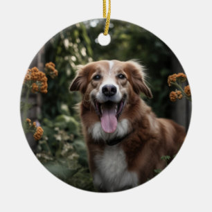 Custom Photo Ornament Paw Prints and Hearts Frame