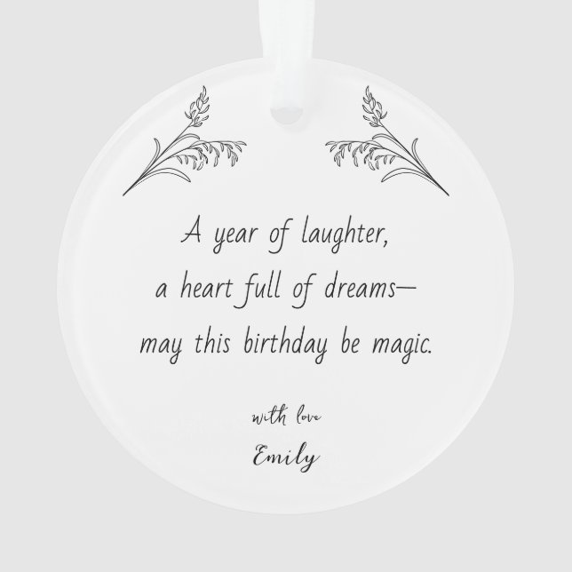 Custom Photo Ornament with Birthday Message (Back)