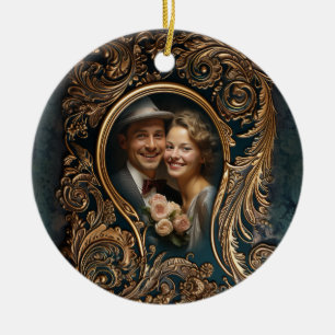 Custom Photo Ornate design Christmas Pendant  Ceramic Ornament