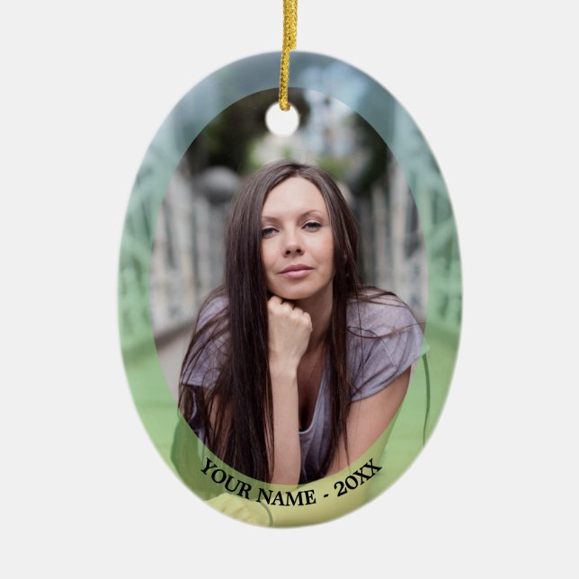 Custom Photo Oval Pastel Frame Christmas Ornament (Front)