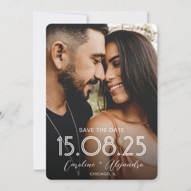 Custom Photo Overlay Wedding Website QR Code Save The Date (Front)