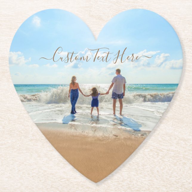 Custom Photo Paper Coaster Your Photos and Text (Front)