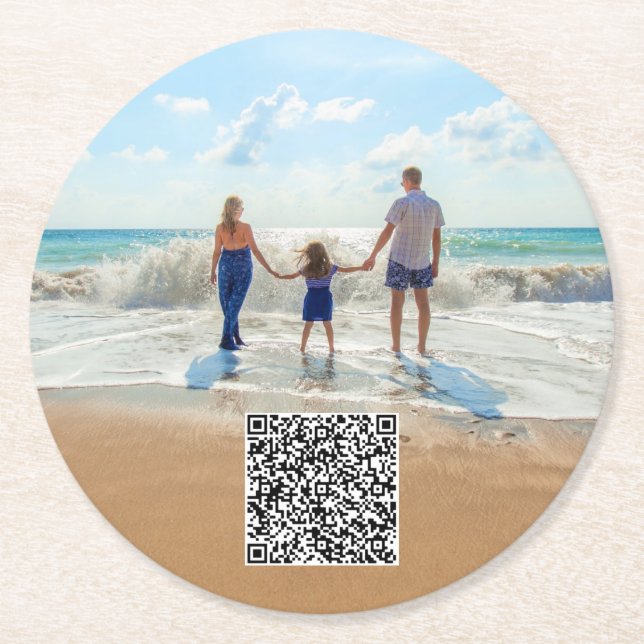 Custom Photo Paper Coasters with Your QR Code (Front)