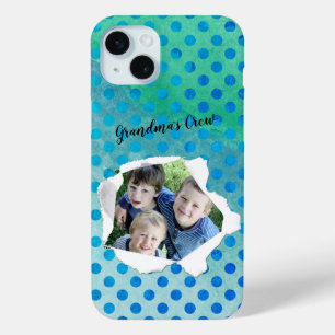 Custom Photo Paper Punch Hole Polka Dot Template iPhone 15 Mini Case