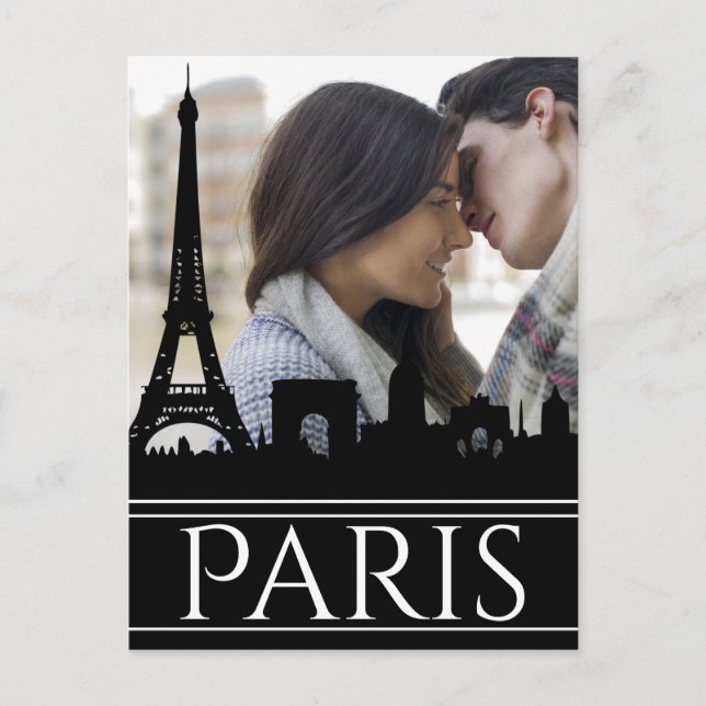 Custom Photo Paris Skyline with Eiffel Tower Postcard (Front)