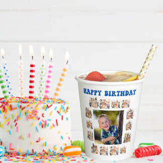 Custom Photo Party Animals Theme Kids Birthday Paper Cups