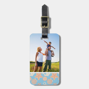 Custom Photo Pastel Nautical Pattern Luggage Tag