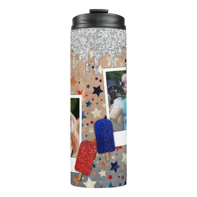 Custom Photo Patriotic Stars Red, White And Blue  Thermal Tumbler (Front)